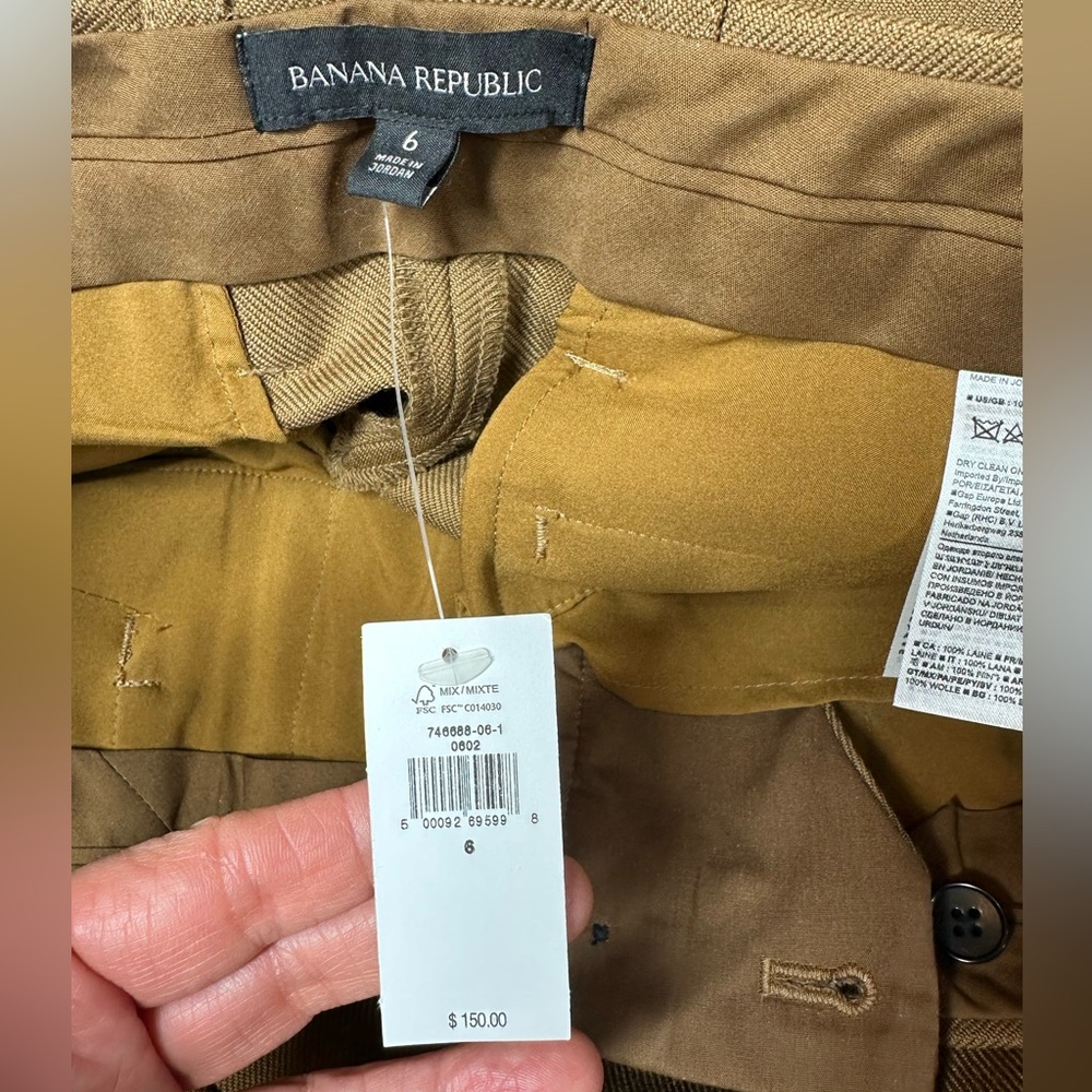 Banana Republic Wool Caramel Wide Leg Trousers Sz 6 NWT Quiet Luxury Classic Fit - Picture 6 of 10